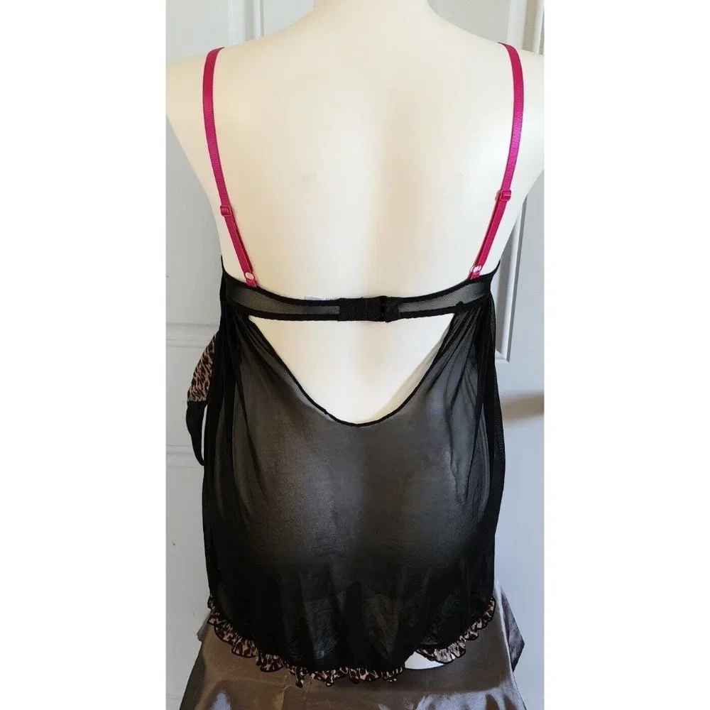NEW Spree‎ Intimates Women's Lingerie Babydoll Open Top Woth Matching Thong Sz L